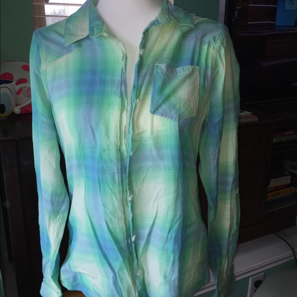 Mossimo Supply Co. Tops - Mossimo blue/green squared pattern button down